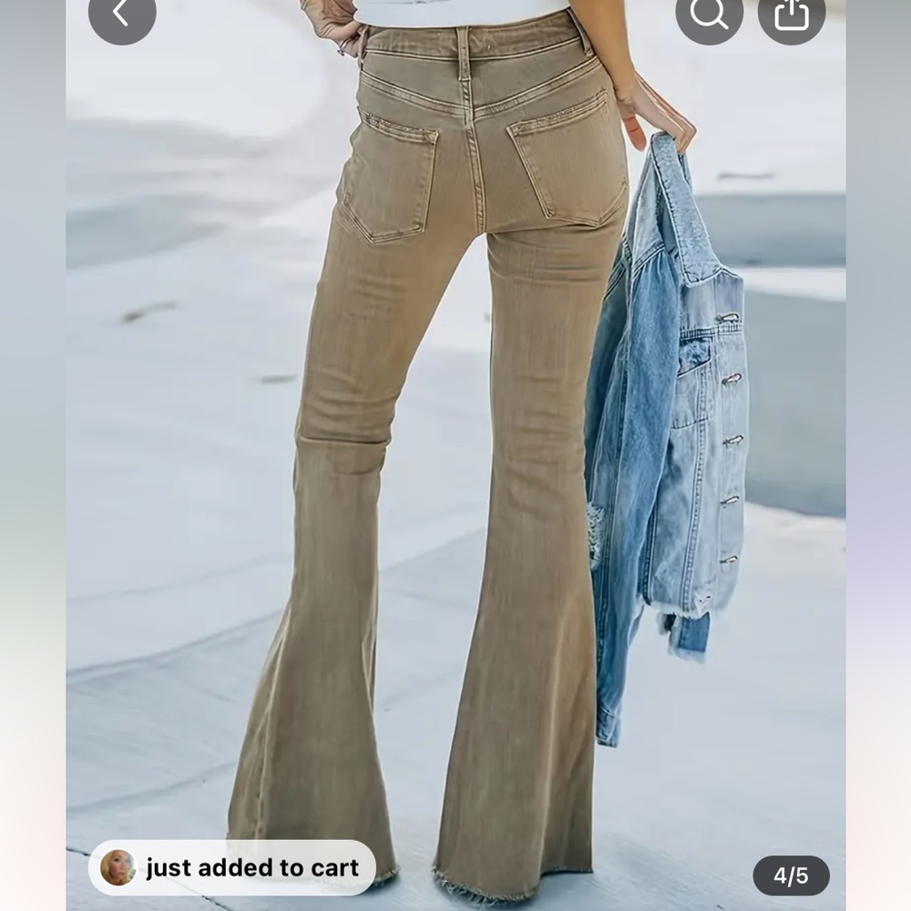 Khaki flare jeans sizes S M L XL